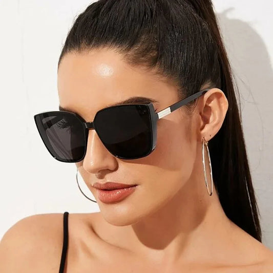 Brand Designer Square Sunglasses Woman Vintage Black Mirror Sun Glasses UV400 For Fashion Big Frame Cool Sexy Female Oculos